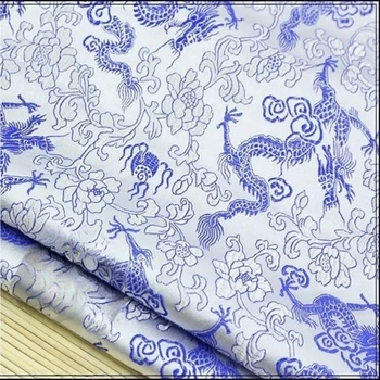 100*75cm mėlynos ir baltos spalvos porceliano gaminiai brokatas žakardo modelis audinio siuvimo cheongsam ir kimono medžiagos 