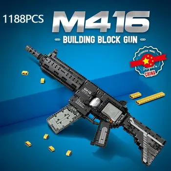1188PCS M416 Šautuvas Building Block Modelis, Miesto, Policijos, Karinių Ginklų Serija Ginklą Įspūdį Surinkimo Plytos, Žaislai Berniukams, Vaikų Dovanų