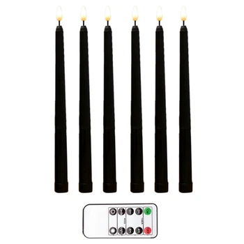 12Pcs Flameless Juodi Siaurėjantys Žvakių Mirgėjimas, Su 10-Mygtukas Nuotolinio Laikmačio, Valdomas LED Žvakidės Langą, Žvakės, Mažmeninės prekybos