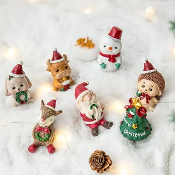 2023 Naujas Mini Dervos Kalėdų Dekoro Santa Claus Sniego Medis Micro Kraštovaizdžio Modelis 