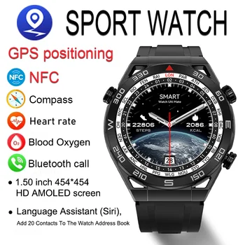 2023 NFC Smart Watch Vyrų 454*454 HD AMOLED Ekrano GPS Laikrodžiai 