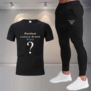 2023 vyriški marškinėliai+Kelnės Kostiumas Atsitiktiniai Modelio Spausdinimo Medvilnės trumpomis Rankovėmis Sweatpants Sportiniai Kostiumai 2023 Vyrų Mados Streetwear