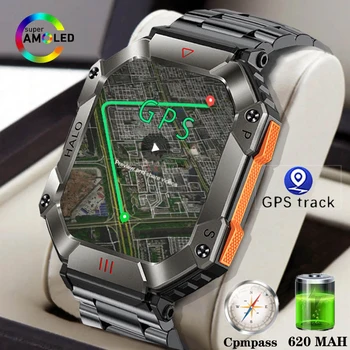 2023Military GPS Lauko Sportas Kelio Smart Watch Vyrų 620mAh Itin Ilgas Laukimo Kompasas Laikrodžiai BT Skambučio Vandeniui Smartwatch