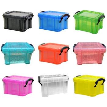 2024 Naujas Mini Plastiko Dėžutė Stačiakampio formos Saugojimo dėžė su Užraktu apsauga nuo dulkių Dangteliu Papuošalai Saugojimo Bylos Konteinerių Smulkių Daiktų