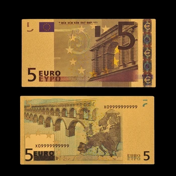 24k Aukso Banknotų Euro 5 Aukso Folija Banknotų Stalo Dekoras/Ornamentu