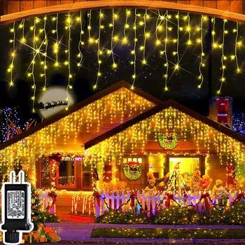 24V Saugos Įtampos Kalėdų LED Varveklis Šviesos Dekoracijos, Lauko Šiltai Balta Fėja Užuolaidų String Žibintai 20M 864 Led Naujųjų Metų