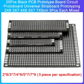 25Pcs Juoda PCB Prototipų Valdybos Grandinės Protoboard Universalus Stripboard Prototipų 2X8 3X7 4X6 5X7 7X9cm 5vnt Kiekvieną Mišrus