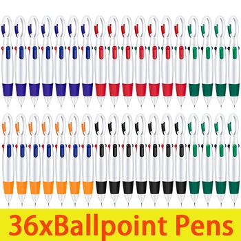 36Pcs Bagažo Pervežimo Rašiklis Su Sagtimi Įrašą Mini 4-in-1 Multi-spalvoto Rašalo Tušinukas Slaugytoja Rašiklis, 4 spalvos Rašiklis Keychain Pen