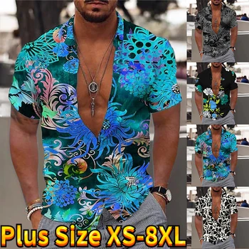 3d Atspausdintas Marškinėliai vyriški Havajų Marškinėliai Prarasti Viršuje Vyrų 2023 Mados Atvartas, Viršuje Kvėpuojantis Vasaros Trumpas rankovėmis vyriški T-shirt