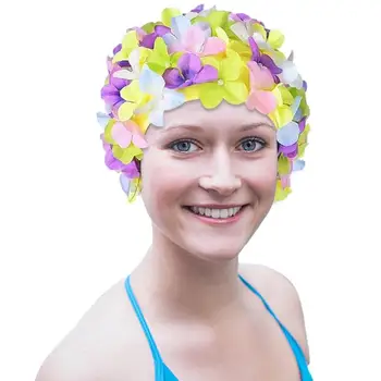 3D Gėlių Plaukti Bžūp Kvėpuojantis, Vandens Sporto Skrybėlę Minkštas Ilgi Plaukai Plaukimo Vonia Bžūp Ausų Apsaugos Patogus Baseinas Priedai