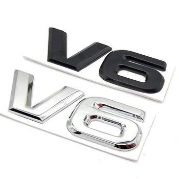 3D Metalo Automobilių Stiliaus Galiniai Kamieno Emblema Decal Sparnas V6 Lipdukas Audi Mercedes 