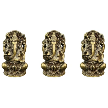 3X Viešpats Ganeša Budistų Statula Dramblys Dievo Skulptūros Ganeša Figūrėlės Žalvario Sode Buda Apdaila Modelis Dovana