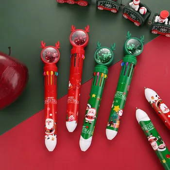 40pcs Kalėdų 10 Spalvų Tušinukas Animacinių filmų Ištraukiama Rollerball Pen Dovanos Mokyklos Raštinės Reikmenys