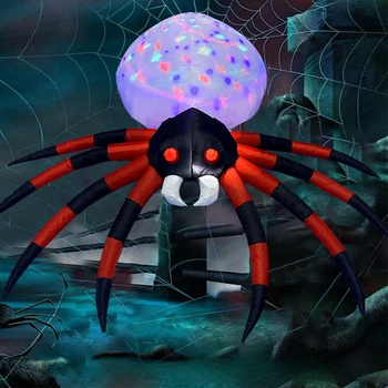 8 Ft Giant Spider Pripučiami Žaislai Helovinas Lauko Apdailos LED Roating Šviesos Kaleidoskopą Voras Baras Klubas Namuose Šaliai Dekoro