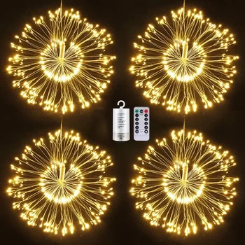 8 Režimai Fejerverkų Šviesos 120/180 LED Varinės Vielos Kalėdų Pasakos Šviesos Lauko Starburst Šviesos Vestuves Sodo Dekoro