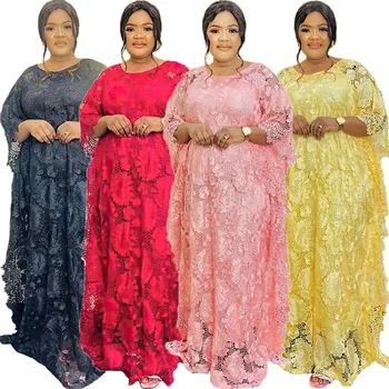 Afrikos Suknelės Moterims Tradicinių Nėrinių Boubou Ankara Dashiki Skraiste Musulmonų Maxi Suknelė Abaja Kaftan Suknelė Afrikos Drabužių Caftan