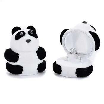 Aksomo Mielas Panda Papuošalų Dėžutė Žiedas, Auskarai Metu Dovanų Dėžės Jewellry Wrap Didmeninė Pasiūlymas Vestuvių Žiedas Dėžutę