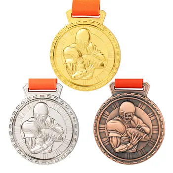 Amerikos Futbolo Regbio Medaliai Universalus Tuščią Medalis Su Kaspinu Aukso Sidabro Bronzos Mokyklos Sporto Suvenyrai, Premijos Dovana