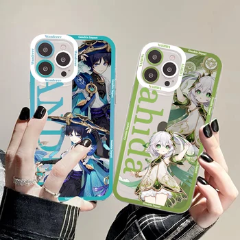 Anime Genshin Poveikio Klajūnas Nahida Telefono dėklas Skirtas IPhone 11 12 13 14 Mini Pro Max XR X XS TPU Aiškiai 8 7 6 Plus SE