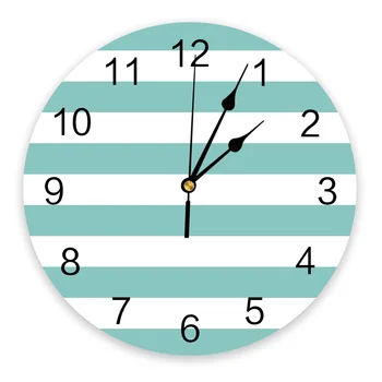 Aqua White Stripes Laikrodis Kambarį Namų Dekoro Didelis Apvalus Sieninis Laikrodis Išjungti Kvarco Stalo Laikrodis Miegamasis Apdaila Sienos Žiūrėti