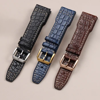 Aukštos Kokybės 20 21 22 mm juoda mėlyna ruda akmens tekstūros krokodilas watchband už IWC pin sagtis aligator juostos su logo