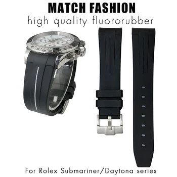 Aukštos kokybės Fluorous Gumos Watchband 19mm 20mm už Rolex 