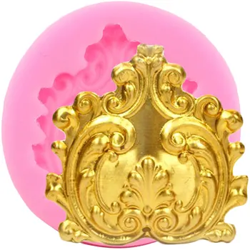 Baroko Medallion Sienos Silikono Formų Pažymėkite Paramos Cupcake Topper Minkštas Tortas Dekoravimo Priemonės, Saldainiai Molio Šokolado Liejimo Formos