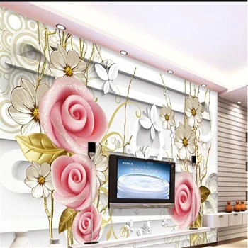 beibehang 3d custom foto tapetai, sienų freskomis lipdukai Įspaustais rožių medžio šakos 3D TV fone de papel parede gėlių