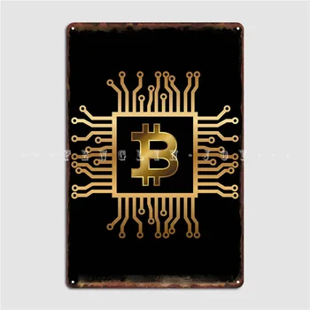 Bitcoin Simbolis Aukso Metalo Pasirašyti Sienos Pub Užsakymą Virtuvė, Garažas Apdailos Skardos Pasirašyti Plakatas