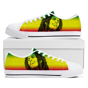Bob Marley Reggae Rasta Mažai Top Aukštos Kokybės Sportbačiai Vyrai Moterų Paauglys Drobės Sneaker Dainininkas Atsitiktinis Pora Batų Užsakymą Batų