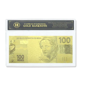 Brazilija Aukso Folija Banknotų 100 Realijas Atminimo Meno, Amatų ir 