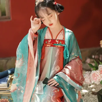ChongHuiHanTang Tang Dinastijos Hanfu Suknelė Mergaitėms, Naujas Vasaros Vaikų Cosplay Liaudies Šokių Drabužiai Vaikams Pasakų Senovės Kostiumas Vaikams