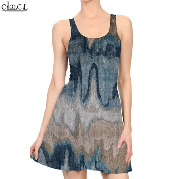 CLOOCL Naujas Mados Moterų Mini Suknelė Retro Tekstūra Modelis 3D Spausdinimas Vasaros Moterų Berankovis Trumpos Suknelės, Laisvalaikio Stilius