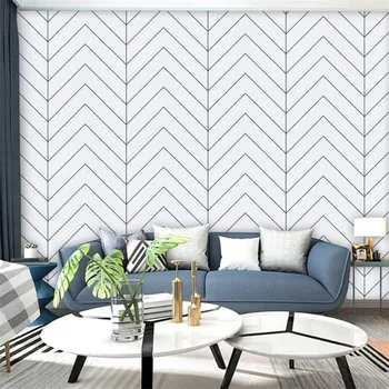 custom Geometrinių grafika TV foną gyvenamasis kambarys su sofa-freskos Namų apdaila, sienų lipdukai moderni linija tapetų