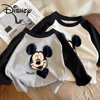 Disney Baby Vaikiški marškinėliai Medvilnės Mickey Mouse Drabužių Viršūnes Vasaros Marškinėliai Vaikai Vaikai, Mergaitė, Berniukas, Animacinį Personažą Viršūnės