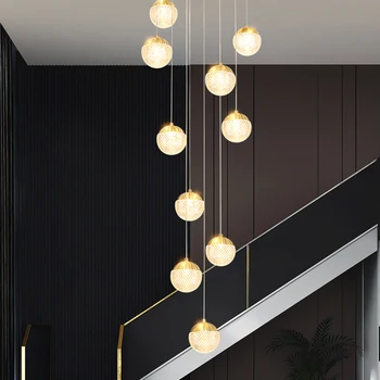 Dizaineris šviesos prabangų dvipusį, laiptų, kabo pakabukas Šiaurės butas dekoratyvinis apšvietimas villa tuščiaviduriai pasukimo LED Šviestuvo