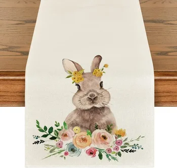 Easter Bunny Gėlės Skalbiniai, Stalo Runner Atostogų Vestuvių Dekoravimas Skalbti Valgomojo Stalo Runner Namų Šaliai Dekoro