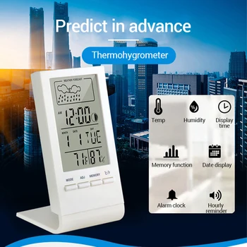 Elektroninis Skaitmeninis Temperatūros, Oro Drėgmės Matuoklis Patalpų Lauko Termometras Su Drėgmėmačiu Oras Stotis Laikrodis Buitiniai Termometrai