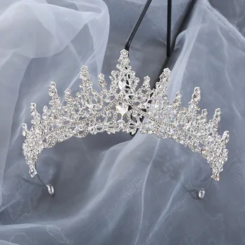 Europos Ir Amerikos Rankų Darbo Diamond-Nustatyti Lydinio Bridal Crown Vintage Stiliaus Stiliaus Vestuvių Tiara Karūna Gimtadienio Galvos Papuošalai