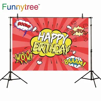 Funnytree fotografijos photobooth Herojus 1st Birthday party animacinių filmų bumas Raudona juostele fone dekoro studija, photocall photophone