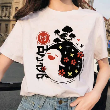 Genshin Poveikį T Marškinėliai, Unisex Kawaii Vasaros Viršūnes Moterų Karšto Žaidimo Grafinis Tees Harajuku Animacinių filmų Hu Tao T-shirt Juokinga Keqing Moteris