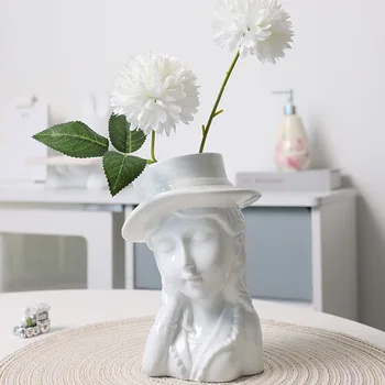 Graži Mergina Vaza Keramika Hydroponic Vaza Džiovintų Gėlių Dekoracija Gėlių Kompozicijų Namų Dekoro Darbalaukio Ornamentu