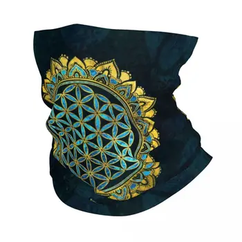 Gyvenimo gėlė Neck Gaiter Vyrai Moterys UV Apsauga Žiemą Mandala Geometrinis Modelis Bandana Šalikas Dviračiu