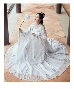 Hanfu Kostiumai Moterų Suknelės Kiniška Tradicinio Stiliaus Seniausių Moterų Kostiumo Rudenį Juosmens Kryžiaus Apykaklės Naujas