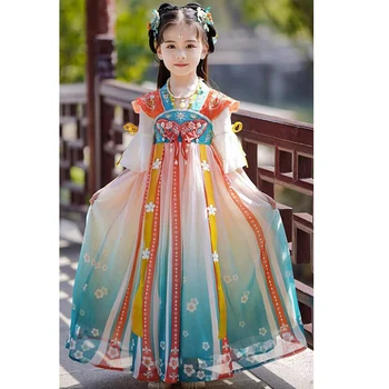 Hanfu Vaikų Kinijos Tradicinės Fotografijos Cosplay Mergina Senovės Stiliaus Fėja Tang Dinastijos Suknelė Vasaros Senovės Baby Princess