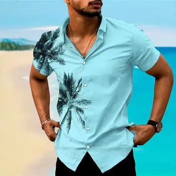Havajų Vyrų Palmių Spausdinti Paprastas Atsitiktinis Marškinėliai Vyrams Vasaros Trumpomis Rankovėmis Drabužius Gatvės Kelionės Atostogų Negabaritinių Marškinėliai