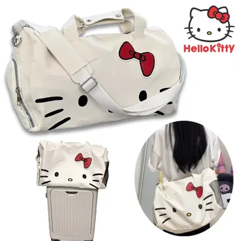 Hello Kitty Negabaritinių Travel Tote Vieno Peties, Tualetinių Reikmenų Krepšys Animacinių Filmų Mielas Užtrauktukų Rankinės, Drabužių Saugojimo Oda Atspari Vandeniui