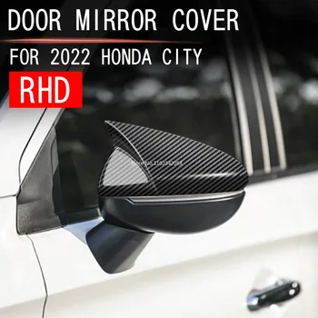 Honda City 2022 2023 ABS juoda Carbonfiber Karvės Ragas galinio vaizdo Šoninių Sparno Durų Veidrodėliai Padengti Apdaila ProtectionExterio Priedai