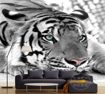 Individualizuotos Fono paveikslėlį Gyvenimo Kambario, Miegamasis Freskos Šiuolaikinės asmenybės Juoda ir Balta Tigras Tigrai Freskos TV 3d Sienos tapetai
