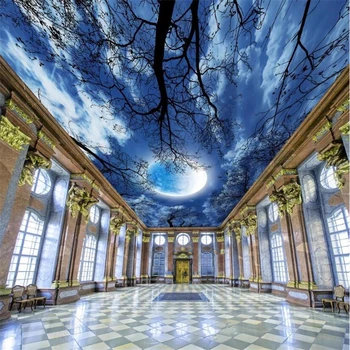 Individualizuotos fono paveikslėlį lubų 3d gražus mėnulio, žvaigždėtas dangus, medis, miško dangaus zenith sienų lubų tapyba papel de parede 3d фотообои